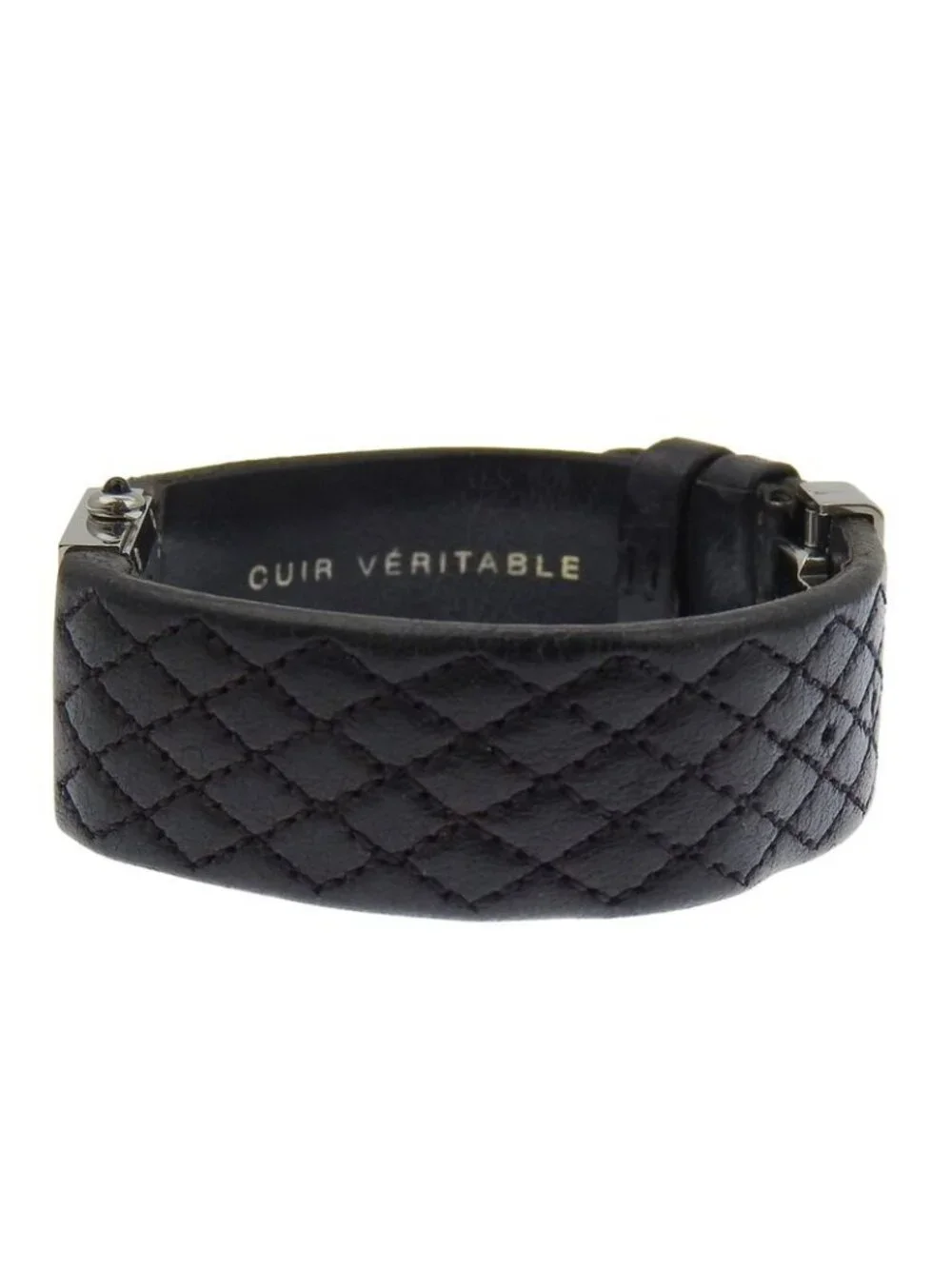 Chanel Quilted Stainless Steel Leather Black Quartz Analog Display - Picture 4 of 8